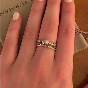 David Yurman X Collection Ring with Diamonds.